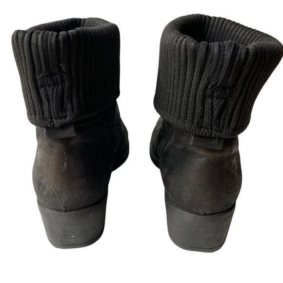 Sesto Meucci Ankle Boots Black Knit Cuff Western Bootie Women's Size 6 - Picture 3 of 11